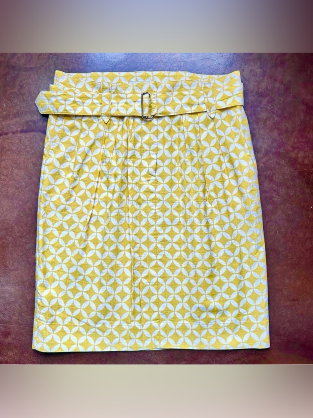 Dries Van Noten Yellow and White Pencil Skirt- cotton/linen/silk- size 40/ 8